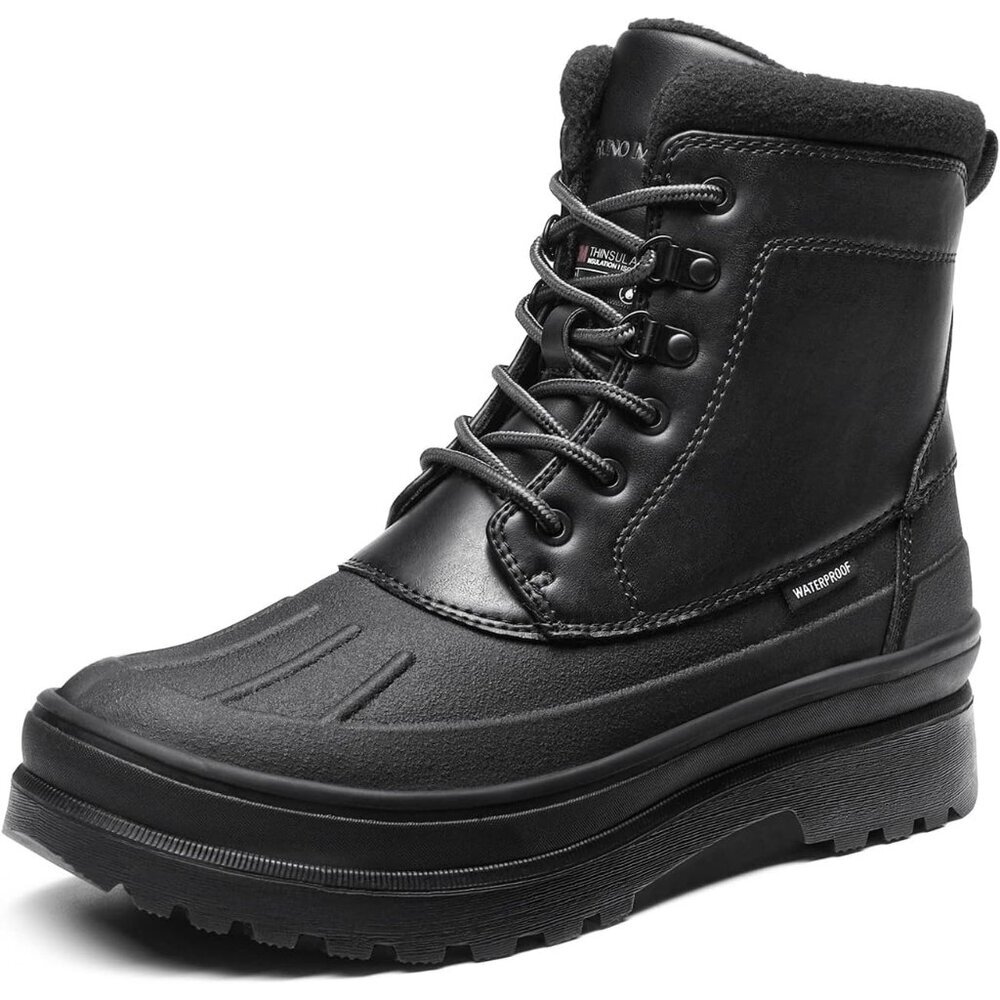 〽️Men's Black Bruno Marc Insulated Waterproof Snow Warm Fur Lined Boots